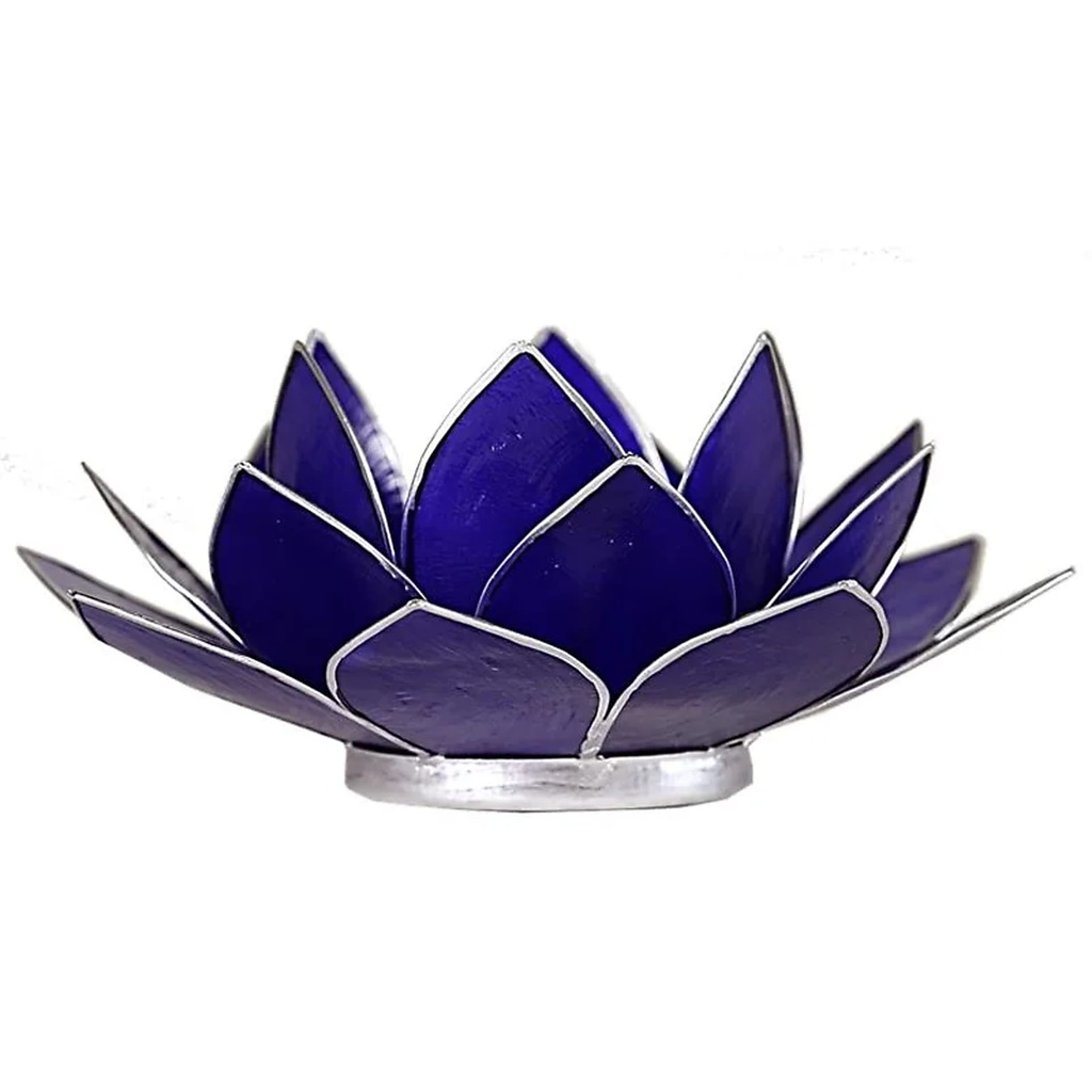 Eclairage  Lotus 6° chakra indigo argent | 13.5 cm