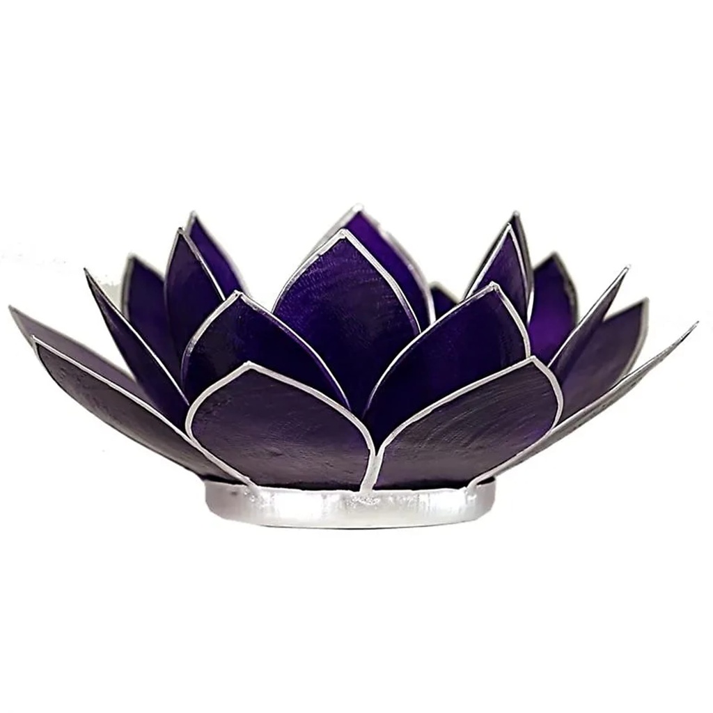 Eclairage Lotus 7° chakra violet &argent | 13.5 cm