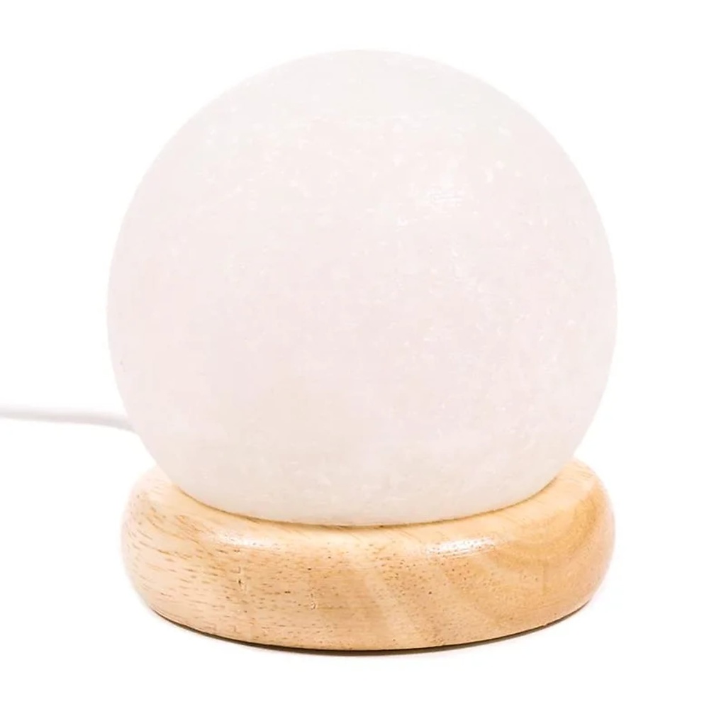 [8718657460895] Mini lampe sphère sel blanche USB + LED | 450 g; 9 cm