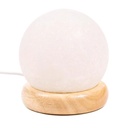Mini lampe sphère sel blanche USB + LED | 450 g; 9 cm