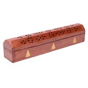 Boîte brûle encens en bois avec Bouddha en métal | 30 cm
