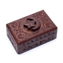 Boîte tarots étoile et lune bois sculpté | 15x10 cm