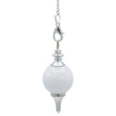 Pendule Agathe blanche polie + métal | 12 g; 3.5x1.7 cm