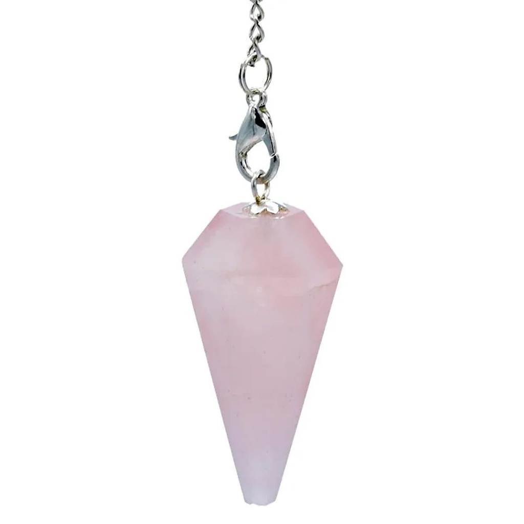 Pendule Quartz Rose chaînette 7 Chakra | 16 g; 3-4 cm