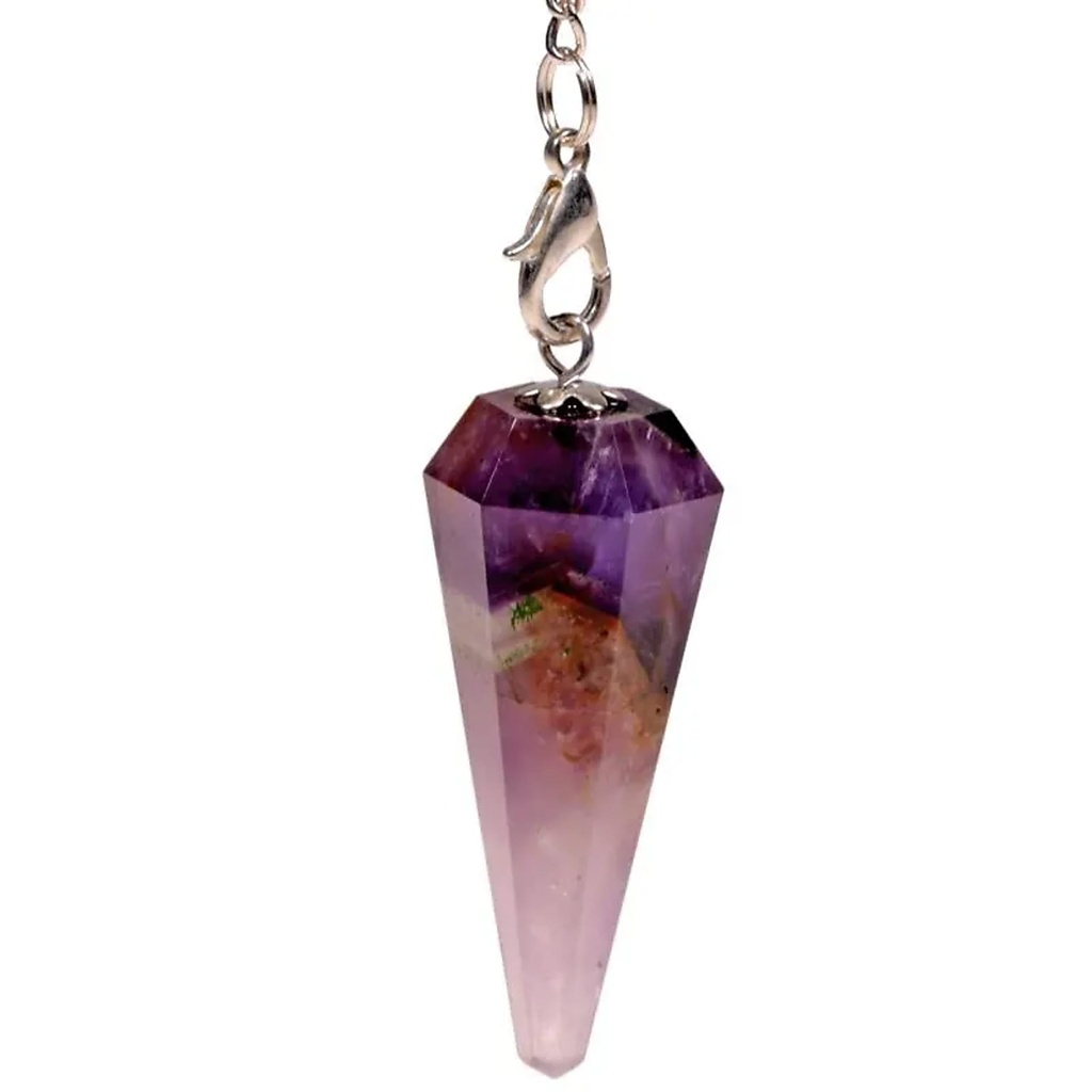 Pendule Améthyste chaînette 7 Chakra | 16 g; 3-4 cm