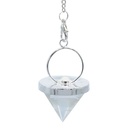 Pendule cristal de roche cône + Pierre de lune | 3.2 cm