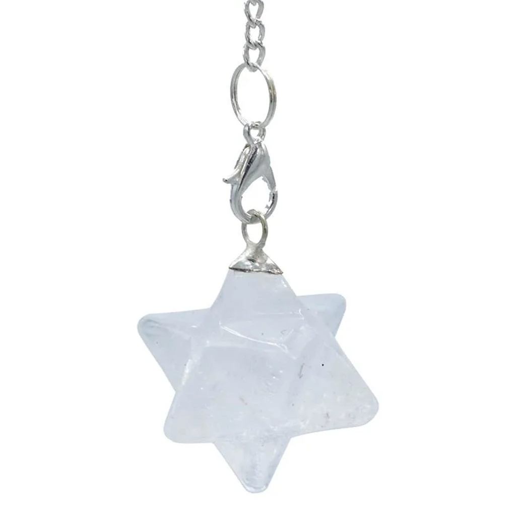 Pendule Cristal de Roche Merkaba 7 Chakra | 3 cm