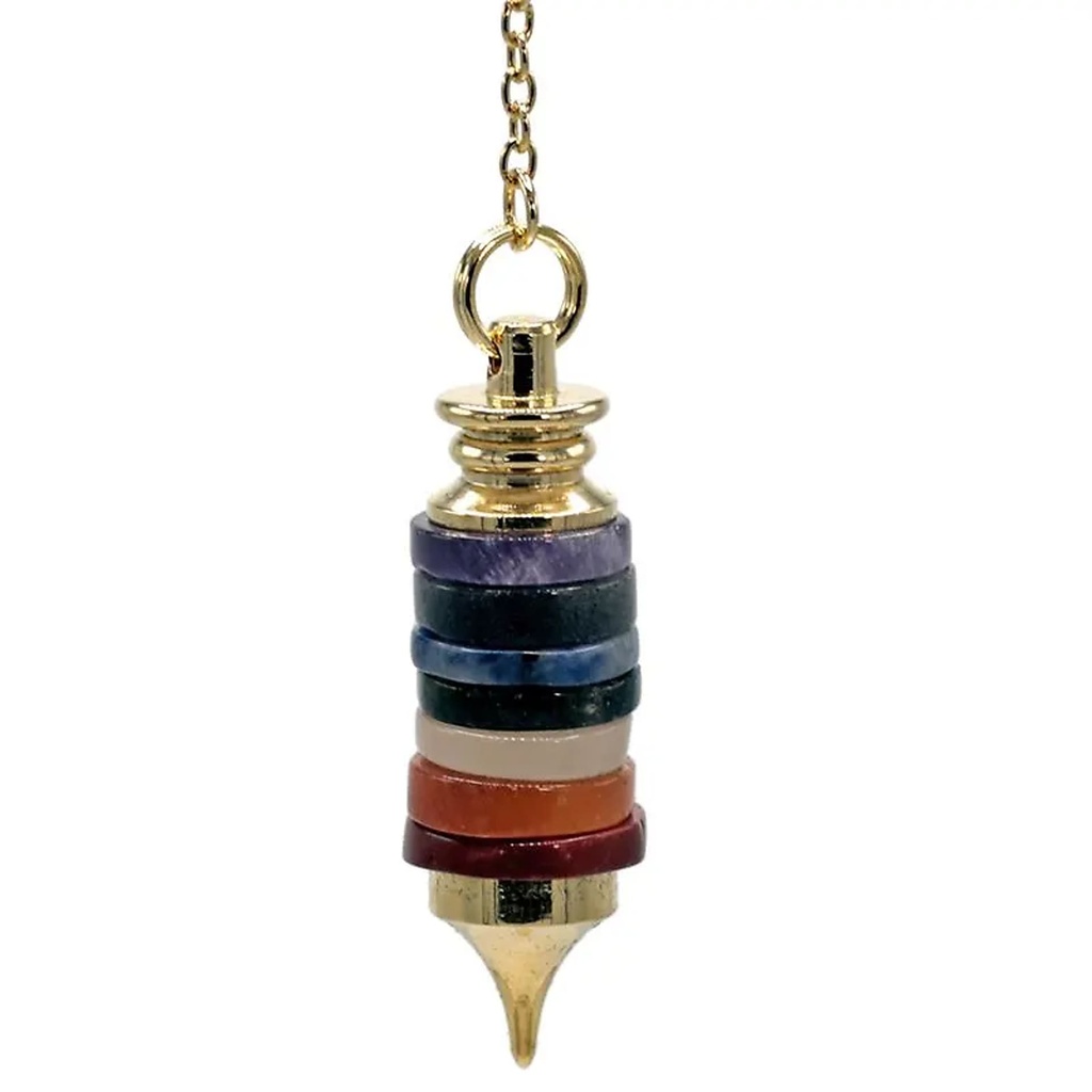 Pendule pierres dures couleurs 7 Chakra | 14 g; 4.5x1 cm