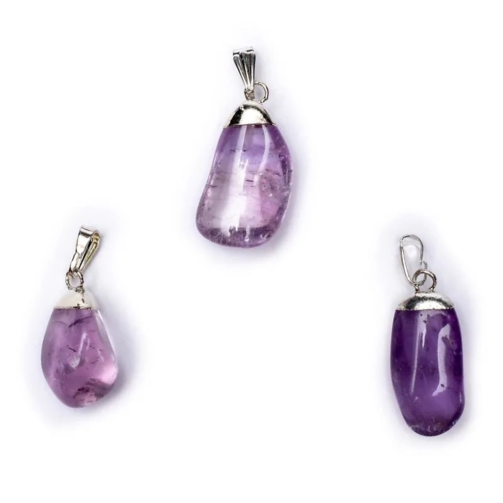 Pendentif améthyste monture en métal | ±1-3 cm