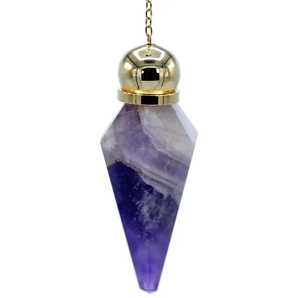 Pendule Améthyste facetté en pointe orné perle | 5.1 cm