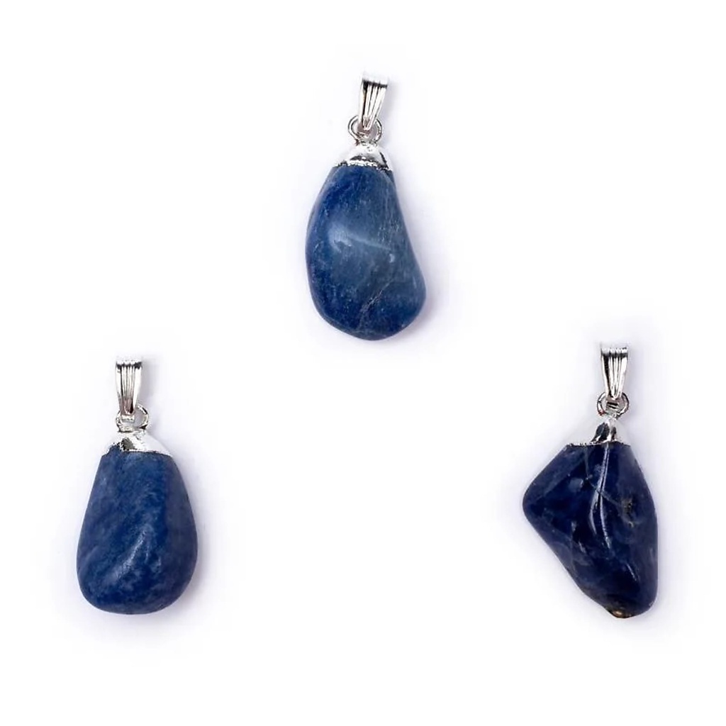 Pendentif Quartz bleu monture en métal| ±2-3 cm