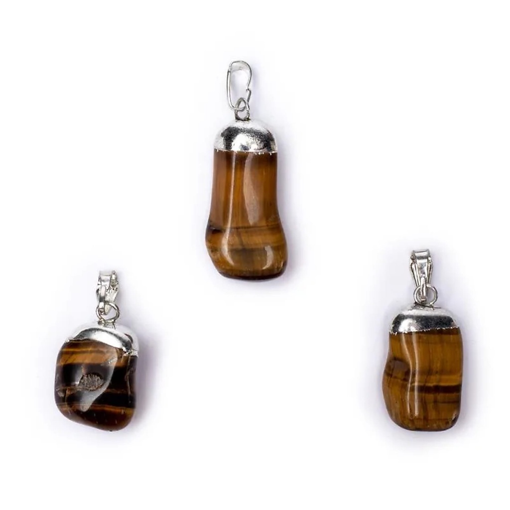 Pendentif Oeil de tigre monture en métal | ±2-3 cm