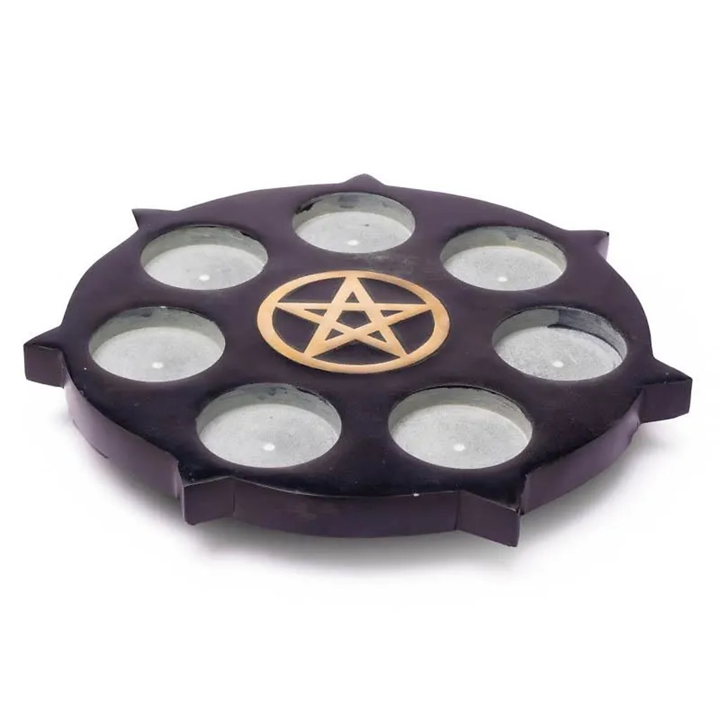 Bougeoir Divinité en pierre Ollaire Pentacle | 25 cm