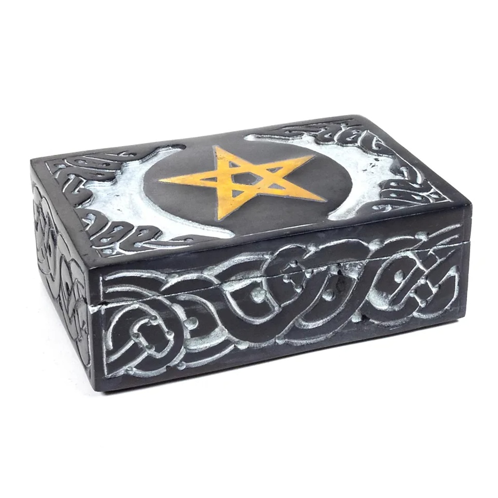Boite pour tarots en pierre à savon pentacle | 15x10 cm