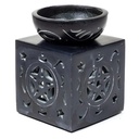 Brûle-parfum Pentacle pierre à savon noire | 11x8 cm