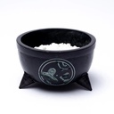 Bol encens Om pierre à savon noire + pierres | 10x6cm