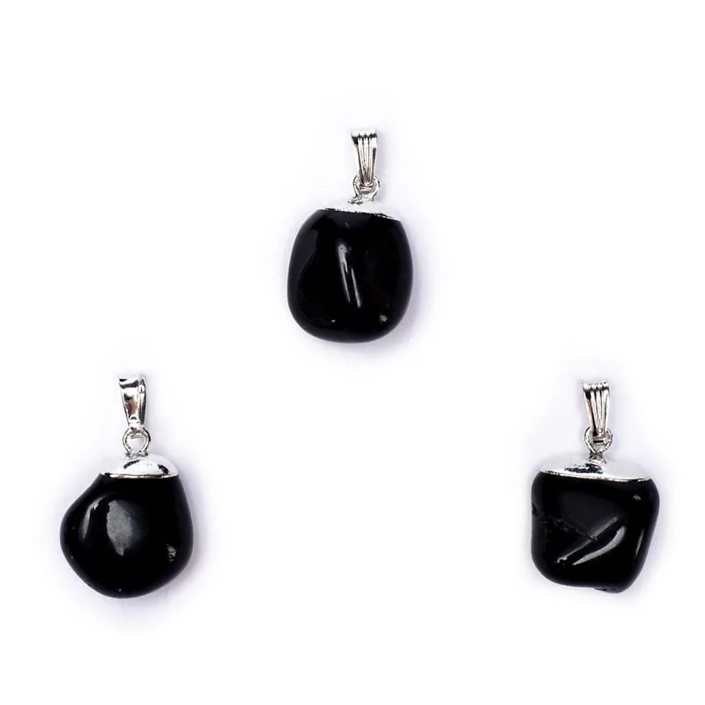 Pendentif Onyx noire monture en métal | ±1-2.5 cm