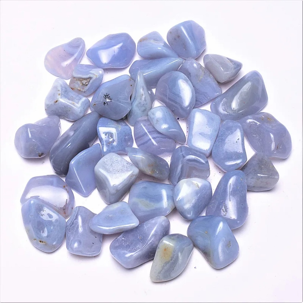 Agate dentelle bleue pierres polie qualité B | ±250g; ±2-3cm