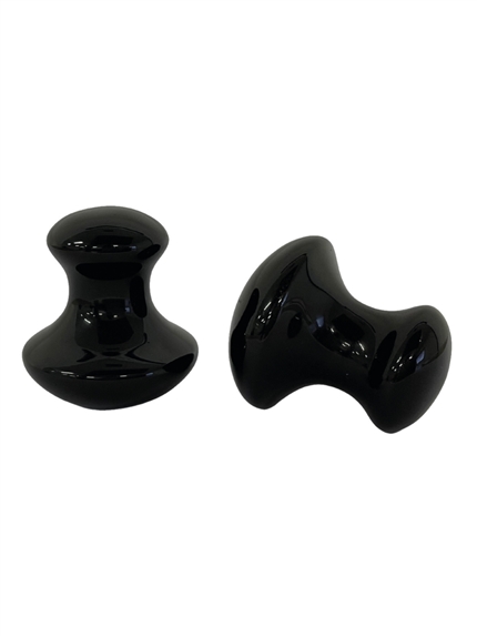 Gua sha Mushrooms en Obsidienne Noire Assortiment de 2