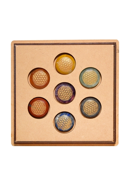 Coffret Galets 7 Chakras Fleur de vie