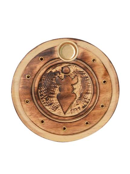 Porte-encens rond Bâton et Cône Déesse Wicca