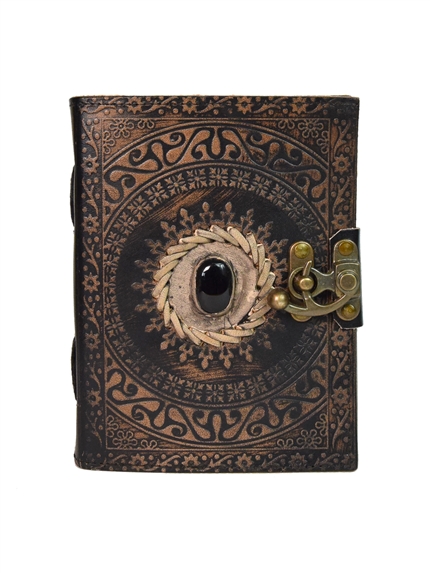 Grimoire en cuir Obsidienne noire - Petit Format