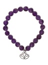 Bracelet Améthyste perles rondes 8 mm et breloque Lotus