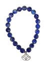 Bracelet Lapis-lazuli perles rondes 8 mm et breloque Lotus