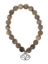Bracelet Labradorite perles rondes 8 mm et breloque Lotus