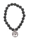 Bracelet Hématite perles rondes 8 mm et breloque Arbre de vie