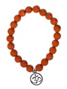 Bracelet Jaspe rouge perles rondes 8 mm et breloque Om
