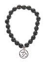 Bracelet Hématite perles rondes 8 mm et breloque Om
