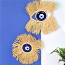 Suspension murale Raphia Oeil de Nazar Rond 25 cm