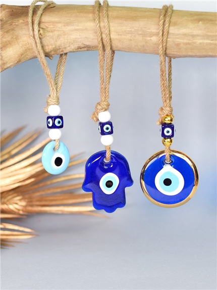 Décoration en Verre Oeil de Nazar Bleu clair