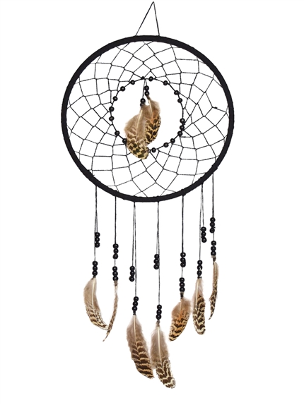 Attrape-rêves Noir et Plumes Naturelles 30 cm