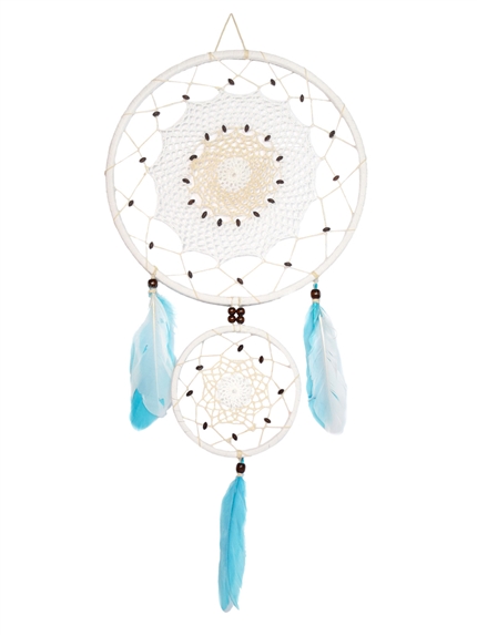 Attrape-rêves Plumes Bleues et Blanches 30 cm
