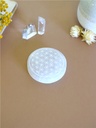 Socle en Sélénite gravé Fleur de Vie 7 cm