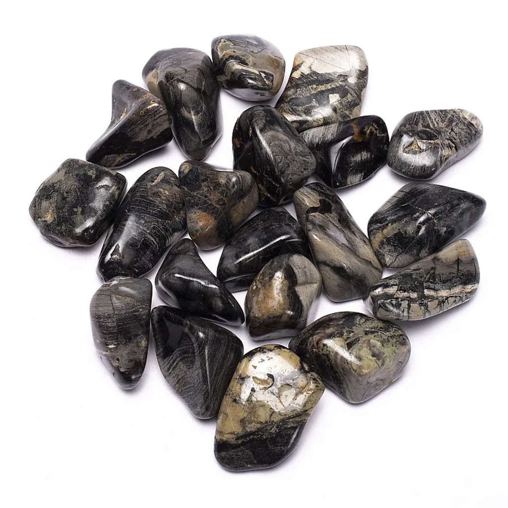 Jaspe à feuilles d'argent pierres polies A | ±250 g; ±2-3 cm