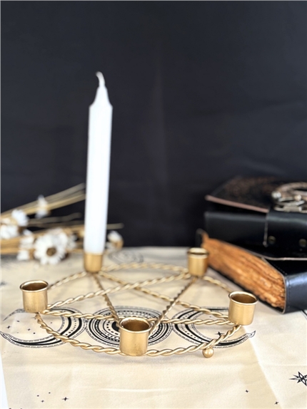 Porte-bougie Pentacle Doré
