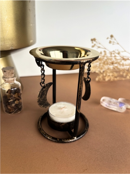 Brûle-parfum en métal Chauffe plat - Triple Lune