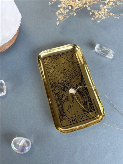 Plateau en laiton Arcane du Tarot - Le Soleil