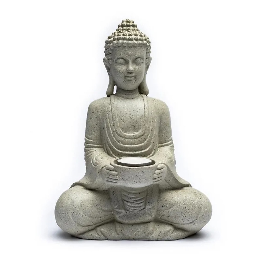 Bouddha méditant  bougeoir couleur gris | 550 g; 27 cm