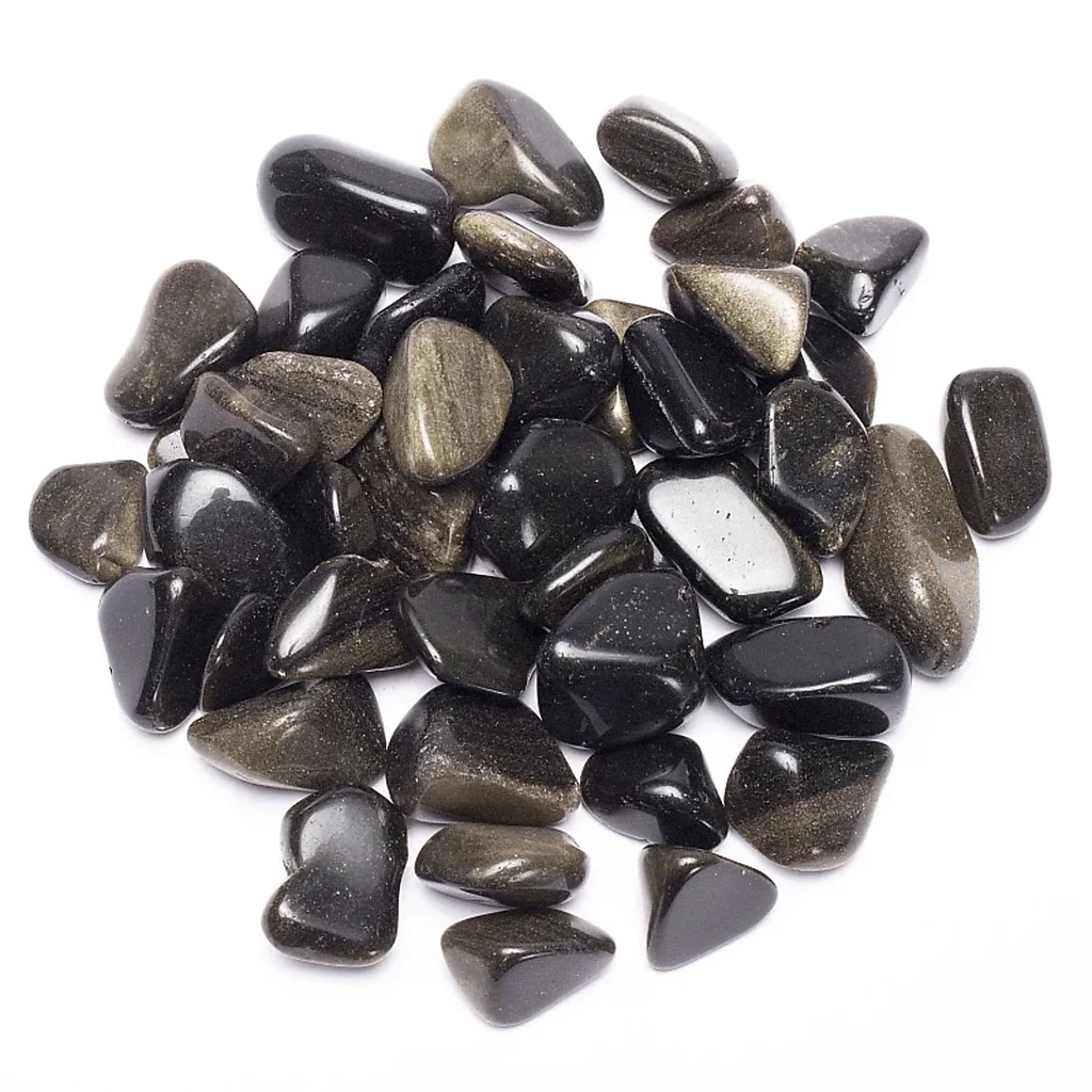 Obsidienne pierres polies reflets dorés A | ± 250g; ±2-3cm