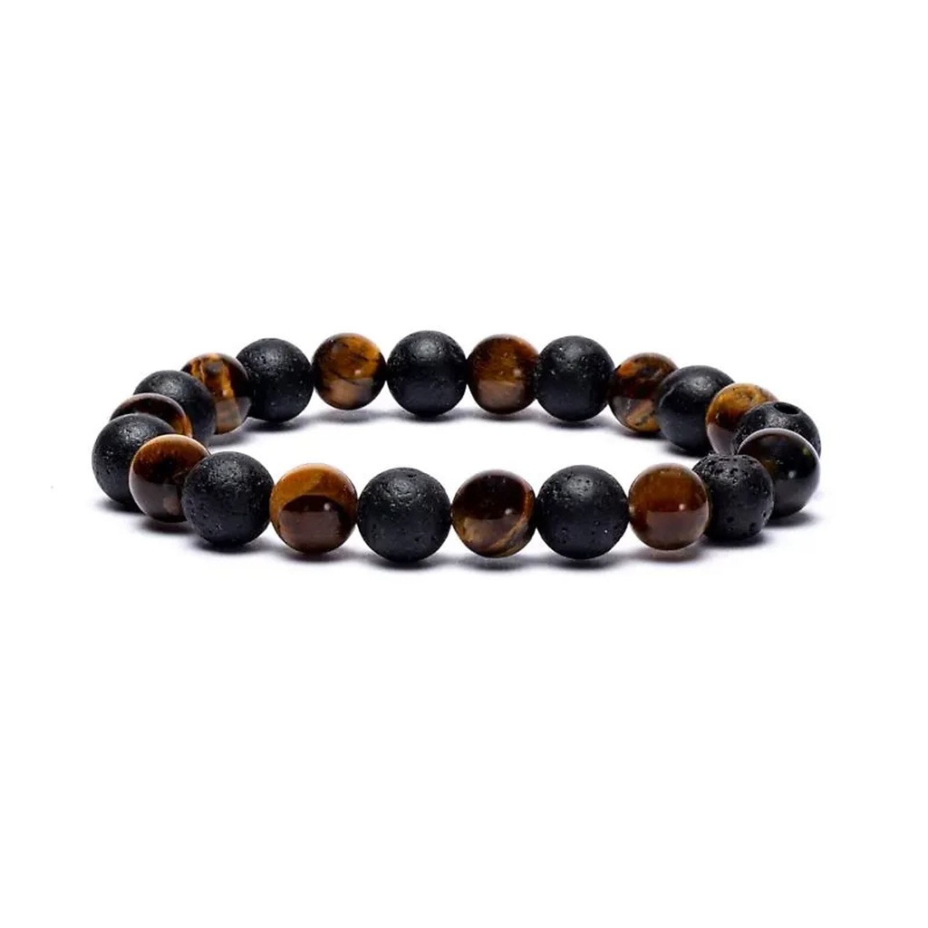 Bracelet oeil de tigre/Pierre de lave élastiqué | 0.8 cm;8 cm