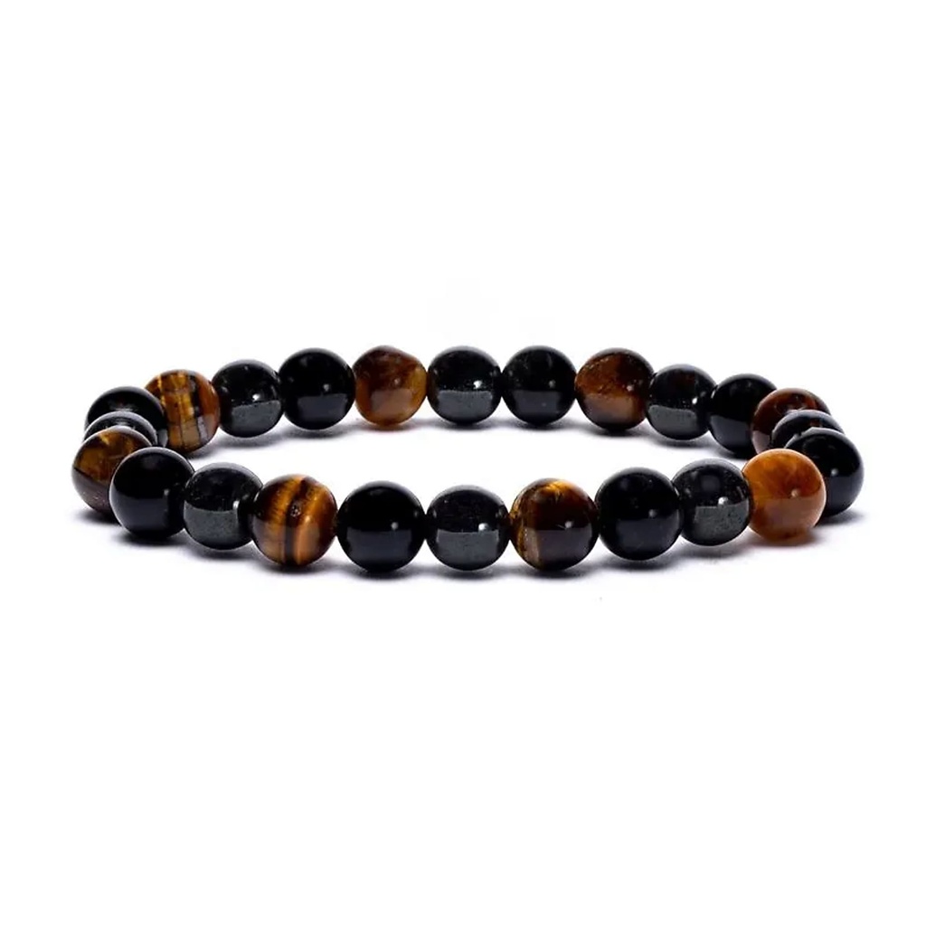 Bracelet élastique hématite / obsidienne / oeil de tigre | 0.8cm;9cm
