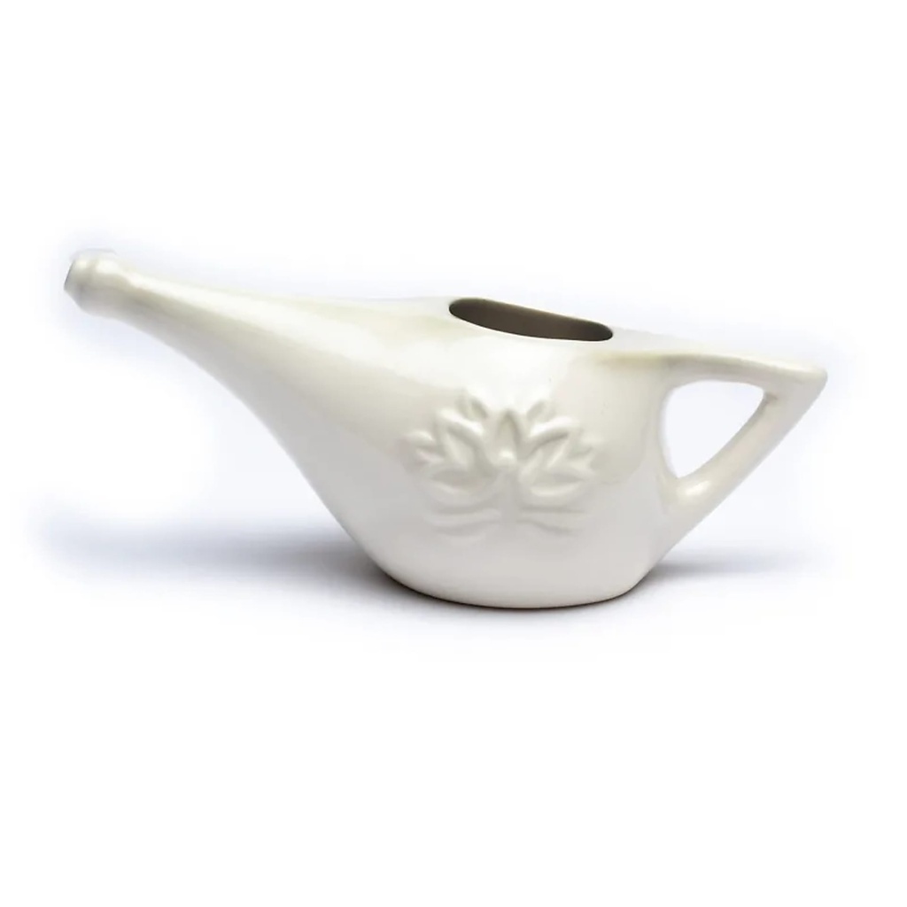[8718657465876] Neti pot céramique + 25g sel himalayen | 17.5x7 cm; 150 ml