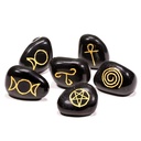 Symboles Wicca agate noir SET de 6 | 3.3x2.3 cm