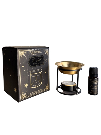 Set Huile Parfumée et Brûleur Love Spell - Rose et Pivoine