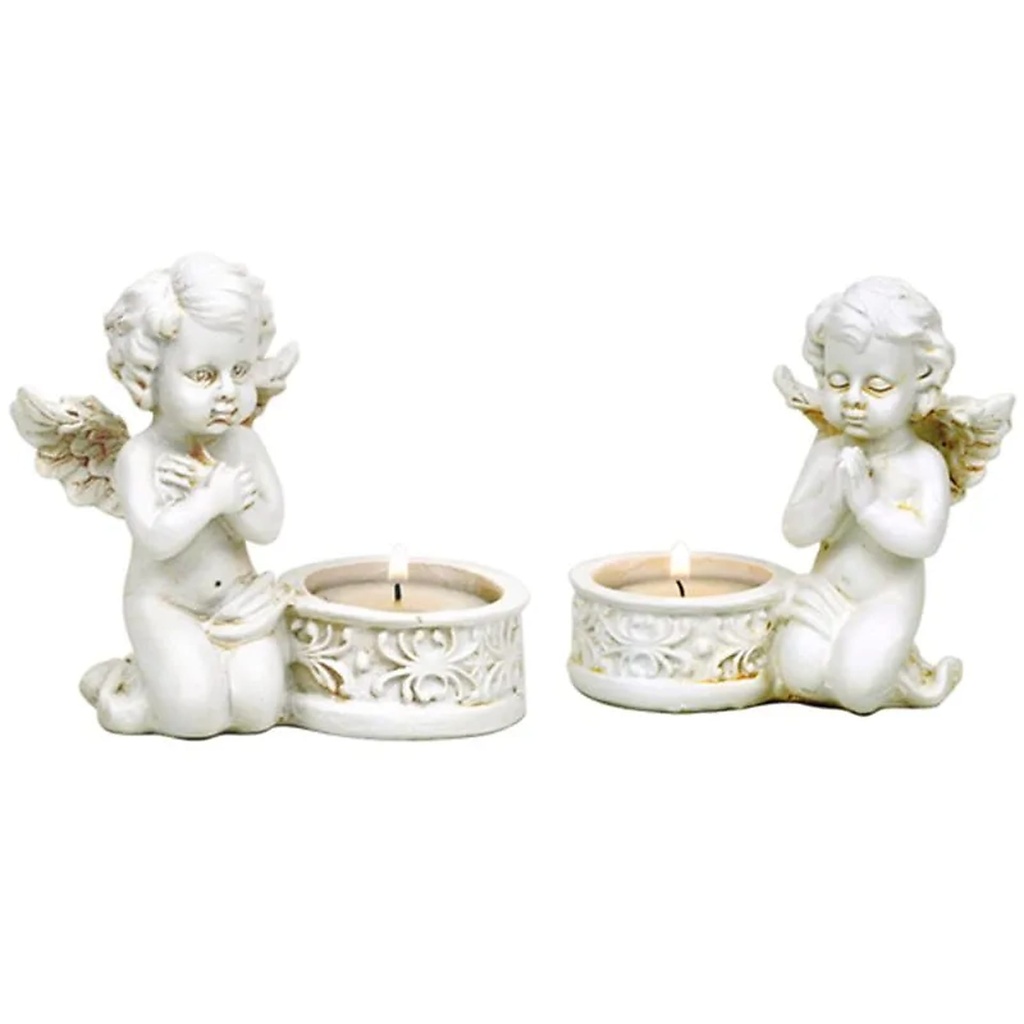 Deux anges avec bougeoirs | 234 g; 10x9 cm
