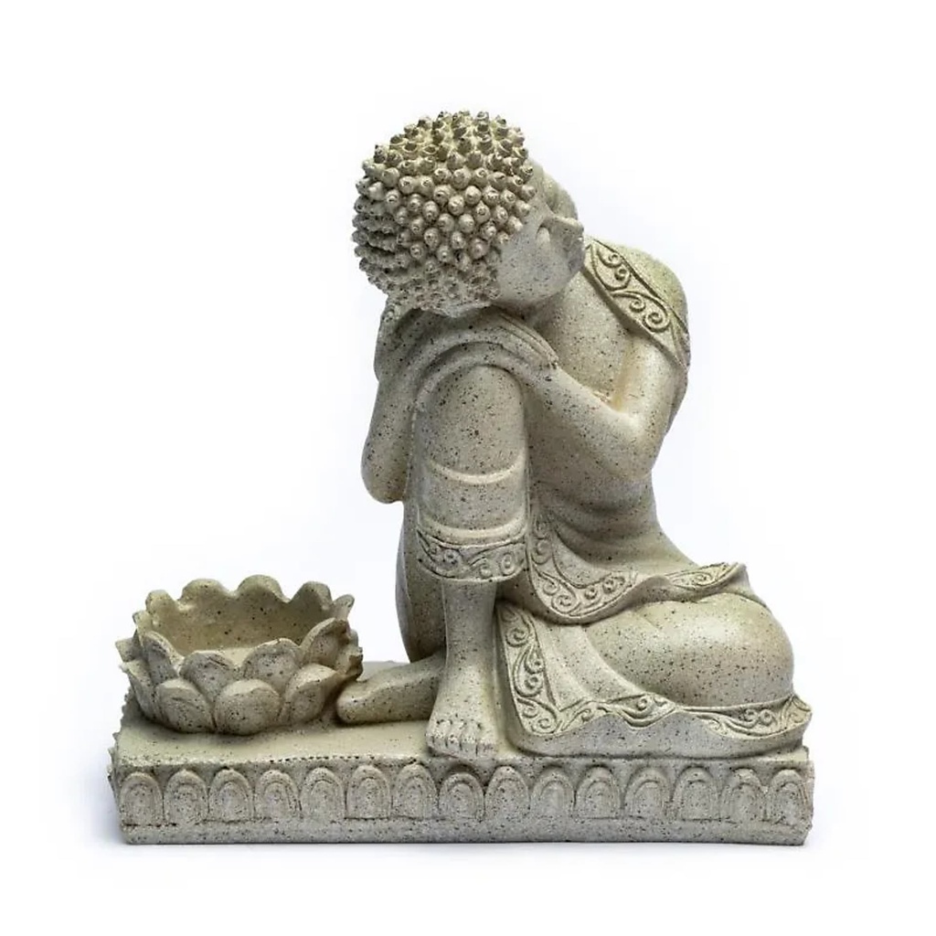 Bouddha avec bougeoir gris | 394 g; 17.5 cm